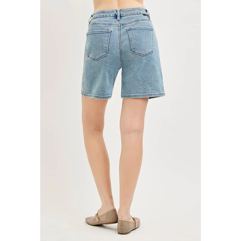 "Botanica" Floral Print Denim Shorts - Picture 4 of 5